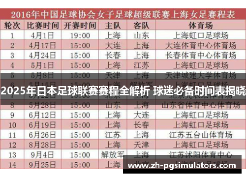 2025年日本足球联赛赛程全解析 球迷必备时间表揭晓