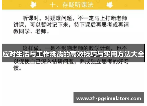 应对生活与工作挑战的高效技巧与实用方法大全 应对生活与工作挑战的高效技巧与实用方法大全